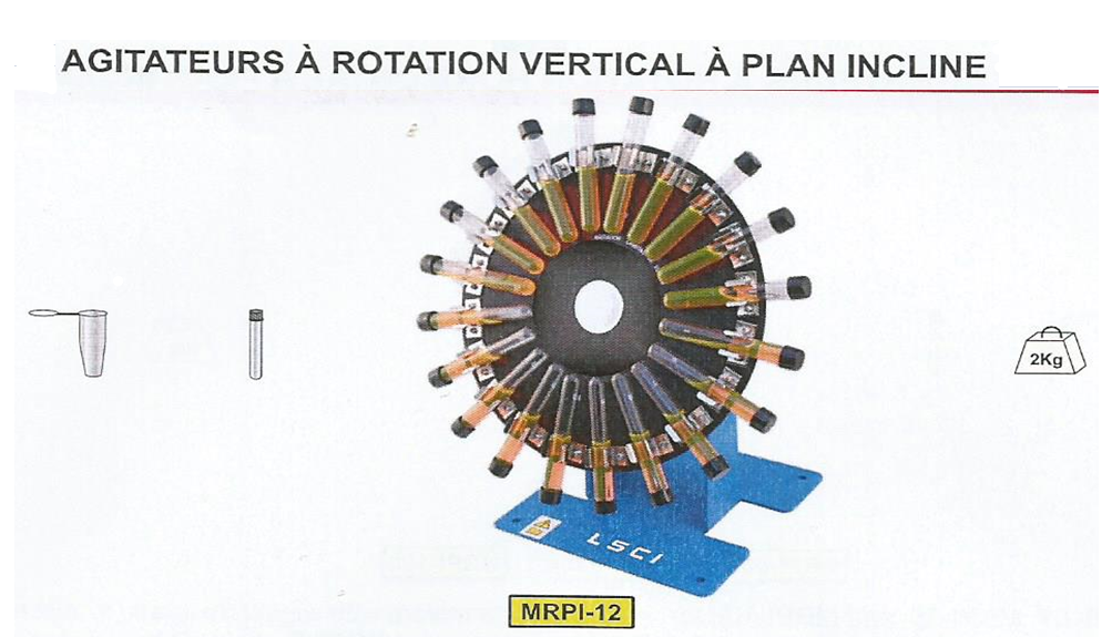 Agitateur a rotation verticale incline